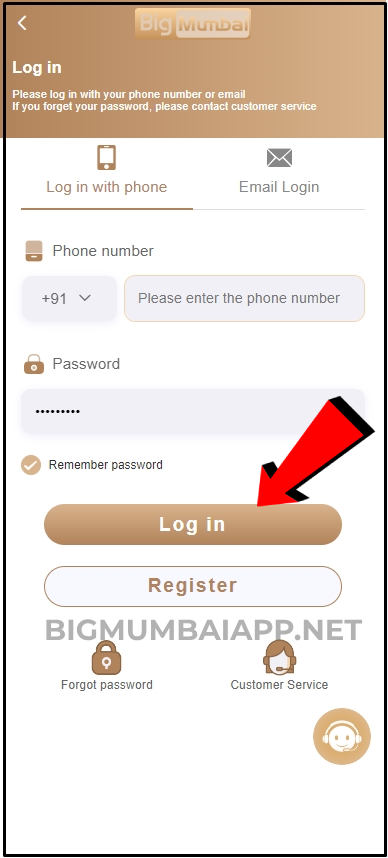 Big-Mumbai-Login-Page